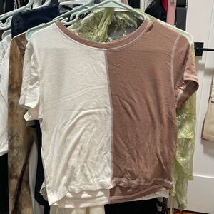 Hippie Rose White and Brown Colorblock Top